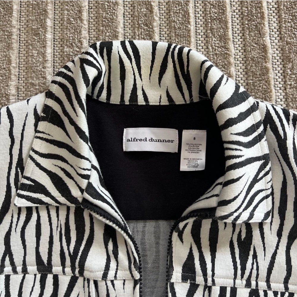 Alfred Dunner Black and White Animal Print Jacket
